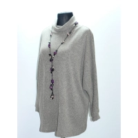 Melanżowy luźny sweter OVERSIZE z golfem - złoty beż